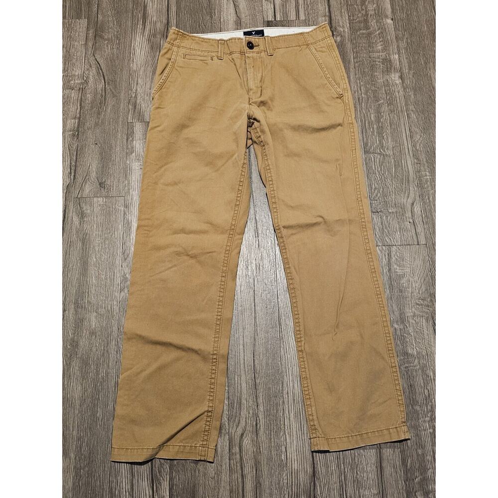 American Eagle Khaki Pants Mens 32x30* Measured Relaxed Straight Casual Preppy